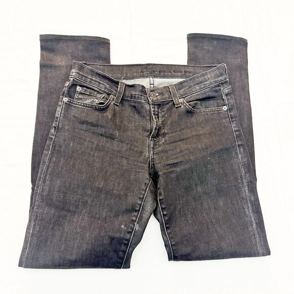 7 For All Mankind Roxanne Black Skinny Denim Jeans Zip Fly Size 29 - Picture 4 of 8